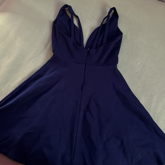 Love Galore Navy Blue Strappy Sleeveless Skater Dress - Picture 6 of 7